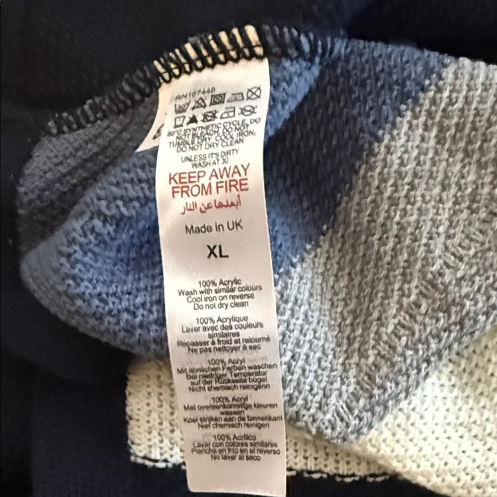 BoohooMAN Oversized Boxy Colour Block Knitted LS Shirt Navy XL NWT IN PKG